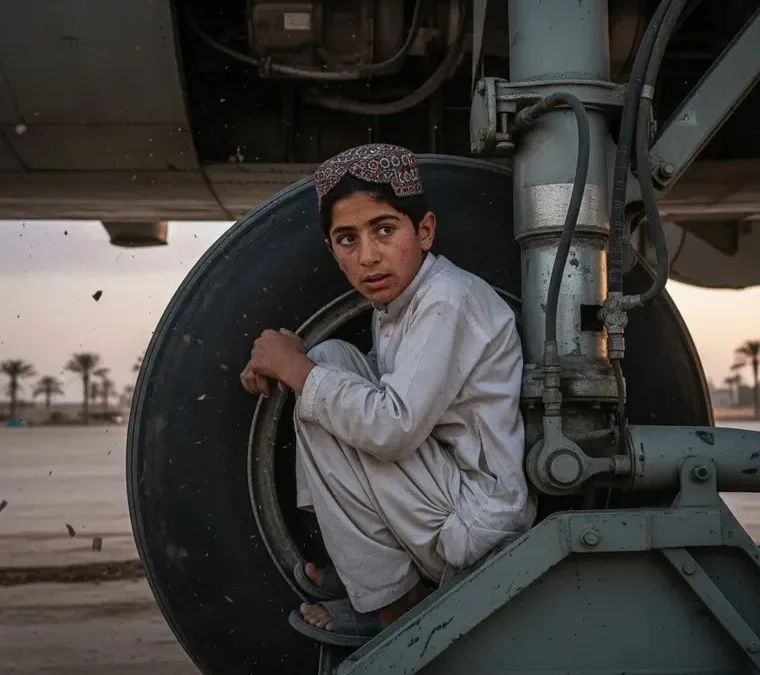 Un nene afgano de 13 años viajó escondido en el tren de aterrizaje de un avión: Fue devuelto a Afganistán