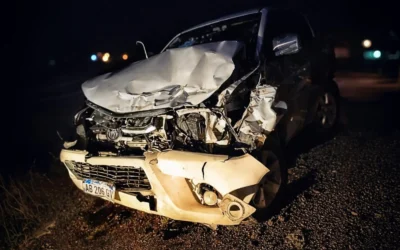 Una camioneta con 4 trabajadores mineros chocó contra un vacuno en la Ruta 40, en Miranda. No hubo heridos