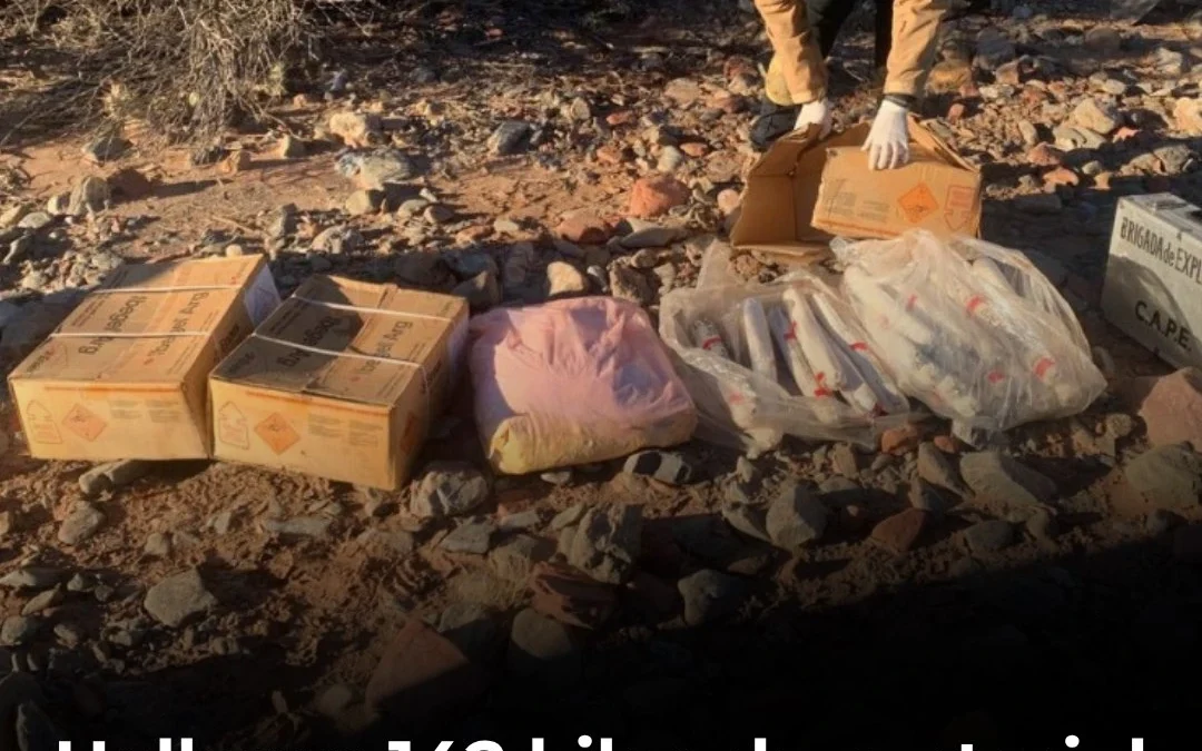 Hallaron 142 kilos de material explosivo en la Ruta 40 y los destruyeron con una detonación controlada